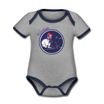 Warrior (Female) - Organic Contrast Short Sleeve Baby Bodysuit - heather gray/navy