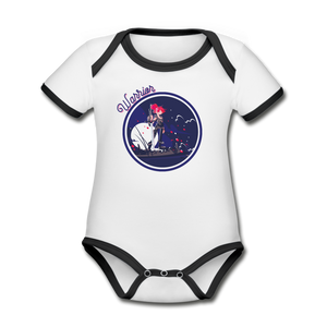 Warrior (Female) - Organic Contrast Short Sleeve Baby Bodysuit - white/black