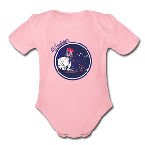 Warrior (Female) - Organic Short Sleeve Baby Bodysuit - light pink