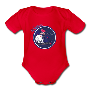 Warrior (Female) - Organic Short Sleeve Baby Bodysuit - red