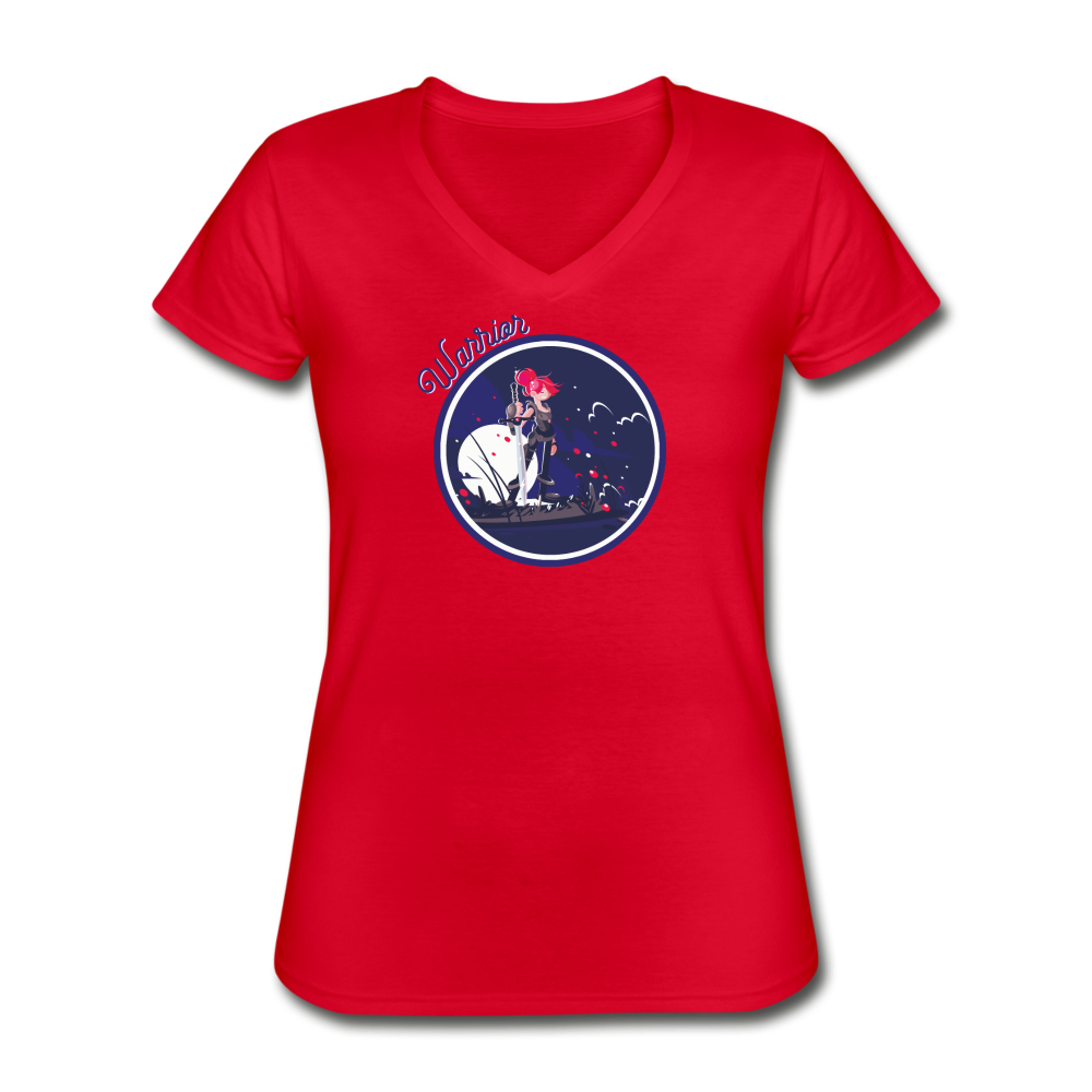Warrior (Female) - Women's V-Neck T-Shirt - red