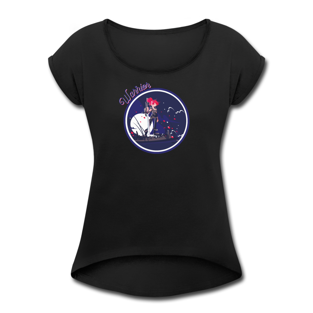 Warrior (Female) - Women's Roll Cuff T-Shirt - black