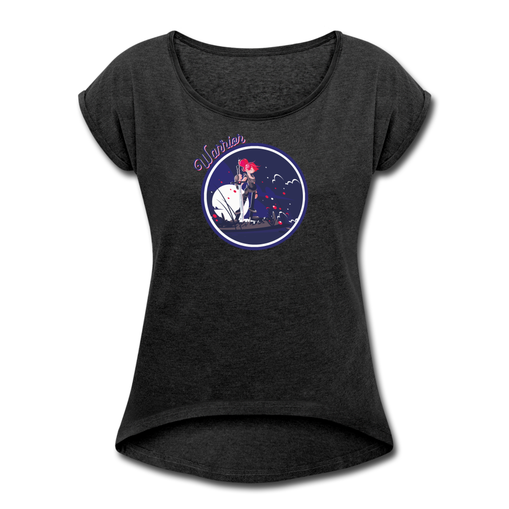 Warrior (Female) - Women's Roll Cuff T-Shirt - heather black