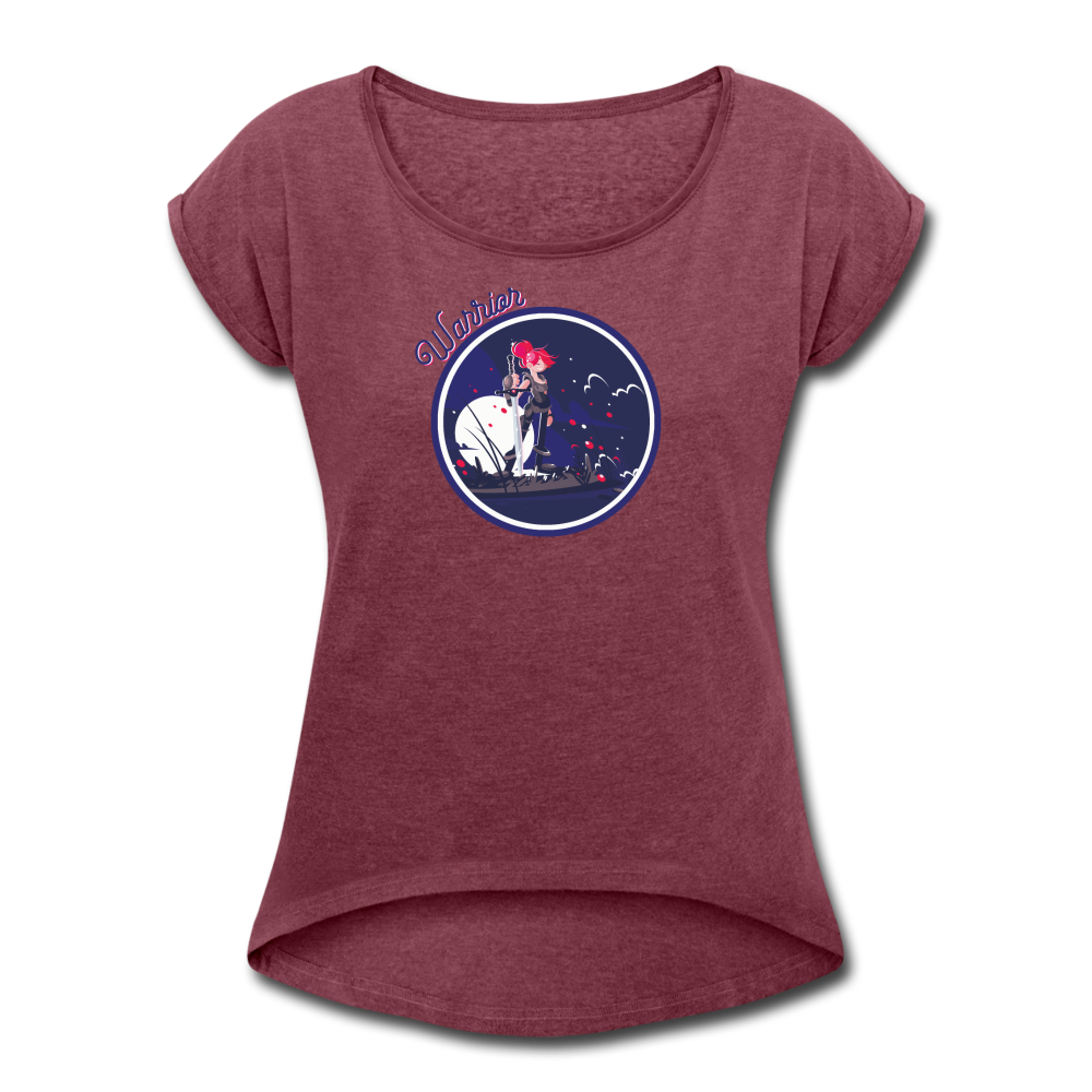 Warrior (Female) - Women's Roll Cuff T-Shirt - heather burgundy