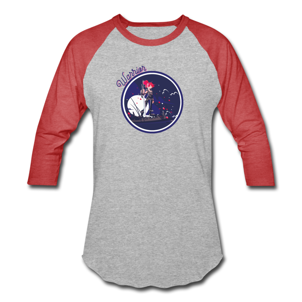 Warrior (Female) - Baseball T-Shirt - heather gray/red
