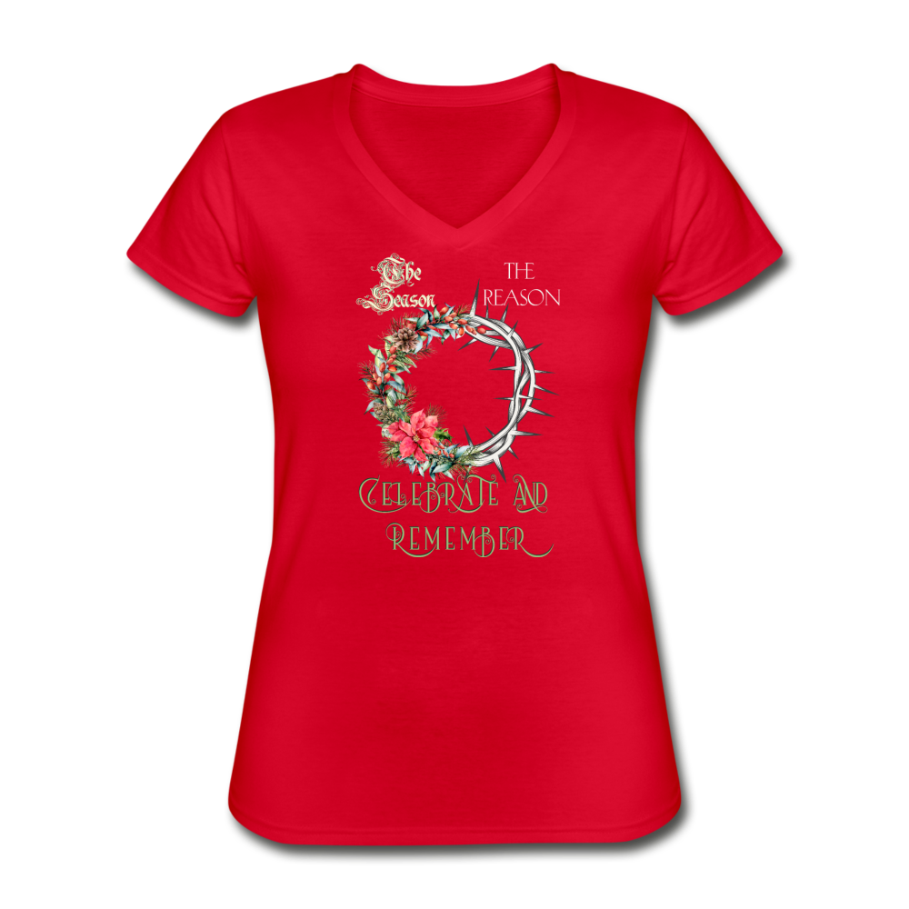 Celebrate & Remember - Women's V-Neck T-Shirt - red