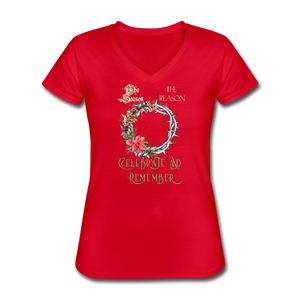 Celebrate & Remember - Women's V-Neck T-Shirt - red