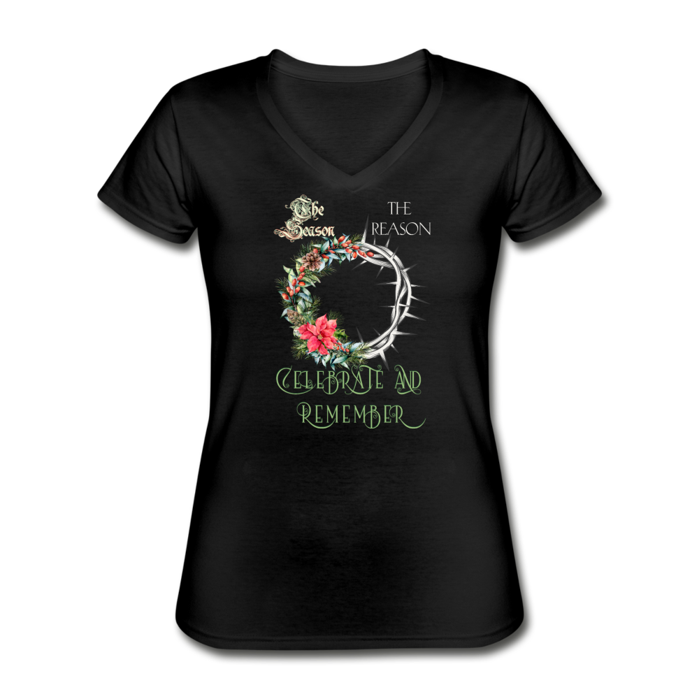 Celebrate & Remember - Women's V-Neck T-Shirt - black