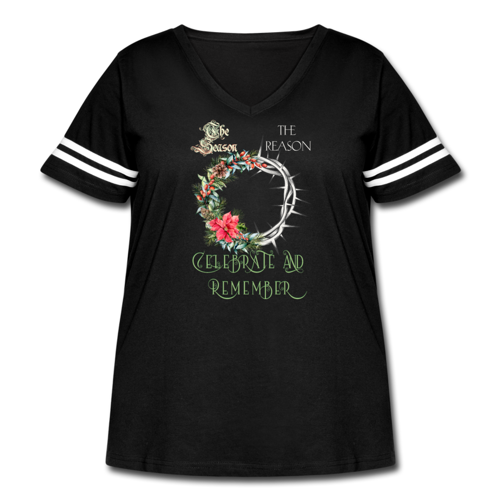 Celebrate & Remember - Women's Curvy Vintage Sport T-Shirt - black/white