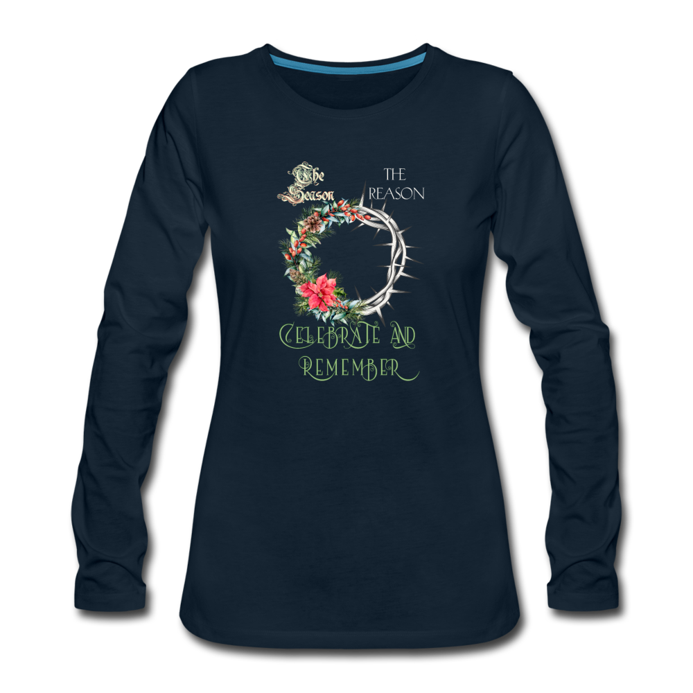 Celebrate & Remember - Women's Premium Long Sleeve T-Shirt - deep navy
