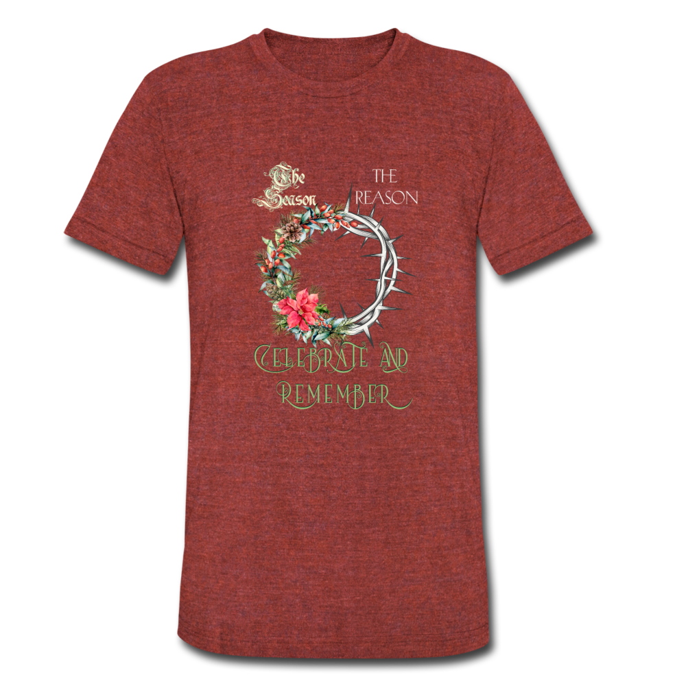 Celebrate & Remember - Unisex Tri-Blend T-Shirt - heather cranberry
