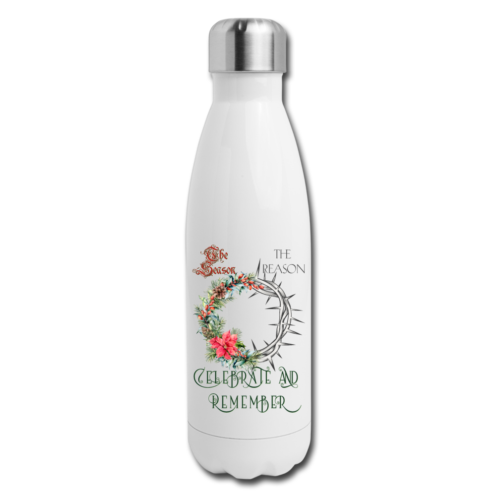 Celebrate & Remember - Insulated Stainless Steel Water Bottle - white