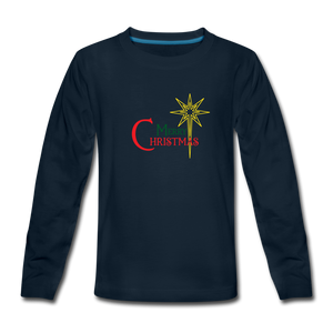 Merry Christmas - Kids' Premium Long Sleeve T-Shirt - deep navy