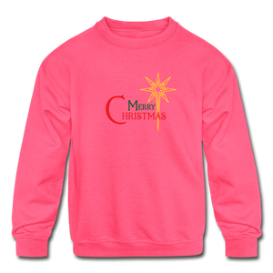 Merry Christmas - Kids' Crewneck Sweatshirt - neon pink
