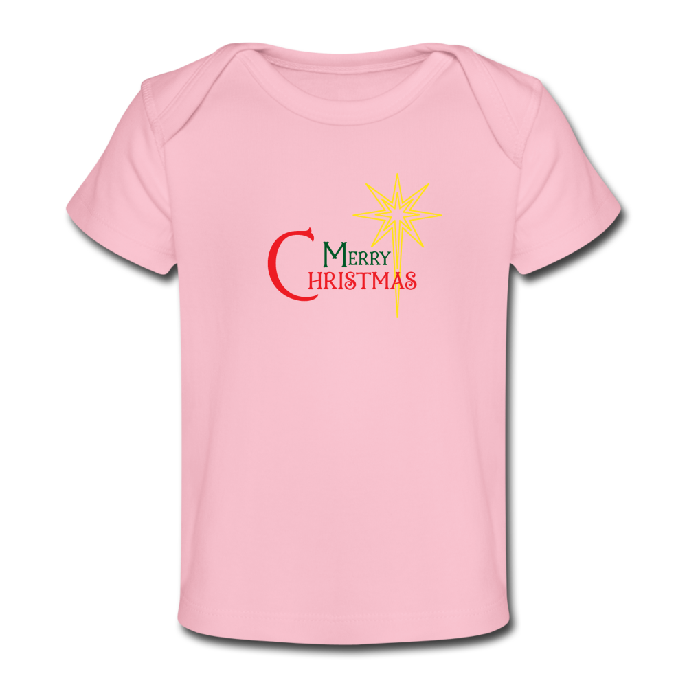 Merry Christmas - Organic Baby T-Shirt - light pink