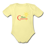 Merry Christmas - Organic Short Sleeve Baby Bodysuit - washed yellow