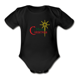 Merry Christmas - Organic Short Sleeve Baby Bodysuit - black