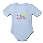Merry Christmas - Organic Short Sleeve Baby Bodysuit - sky