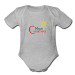 Merry Christmas - Organic Short Sleeve Baby Bodysuit - heather grey