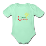Merry Christmas - Organic Short Sleeve Baby Bodysuit - light mint