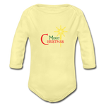 Merry Christmas - Organic Long Sleeve Baby Bodysuit - washed yellow