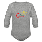 Merry Christmas - Organic Long Sleeve Baby Bodysuit - heather grey