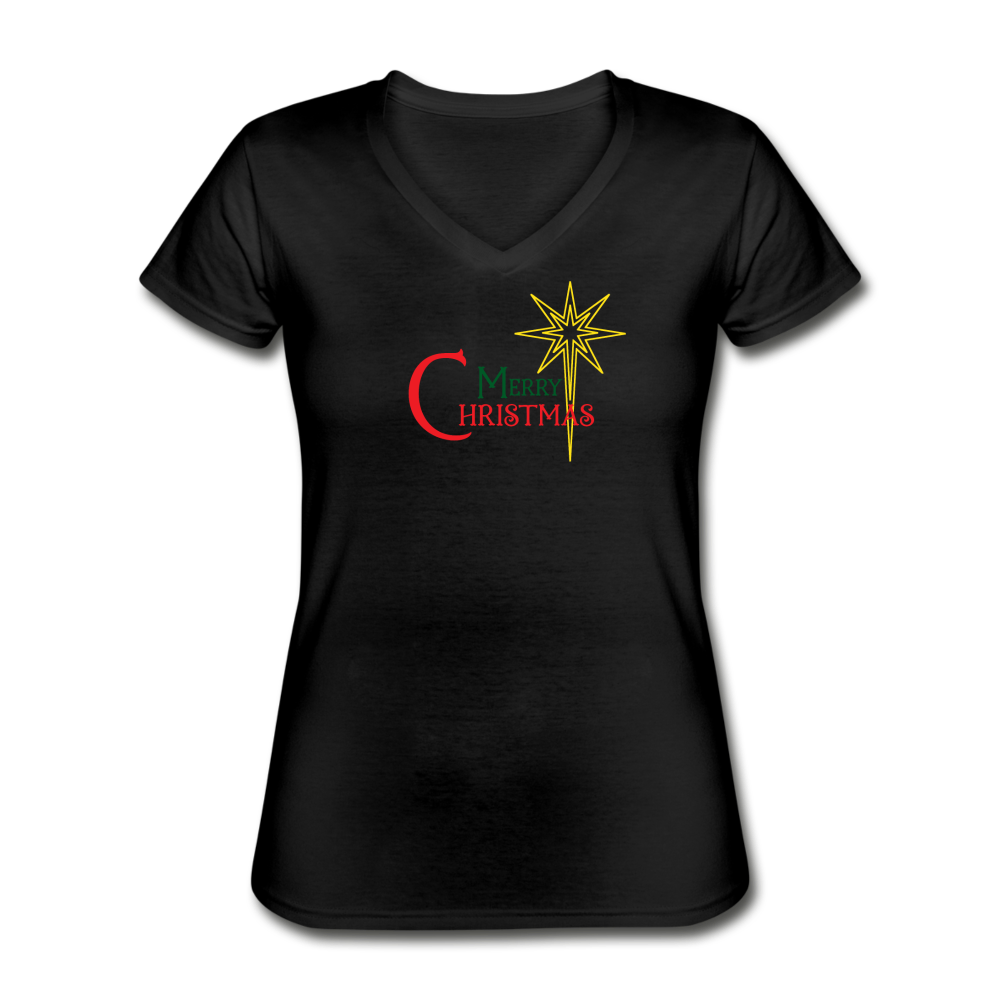 Merry Christmas - Women's V-Neck T-Shirt - black