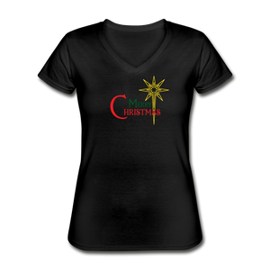 Merry Christmas - Women's V-Neck T-Shirt - black