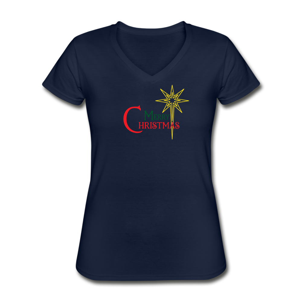 Merry Christmas - Women's V-Neck T-Shirt - navy