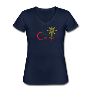 Merry Christmas - Women's V-Neck T-Shirt - navy