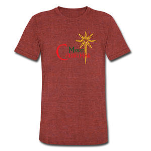 Merry Christmas - Unisex Tri-Blend T-Shirt - heather cranberry