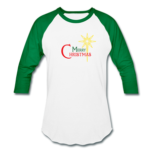 Merry Christmas - Baseball T-Shirt - white/kelly green