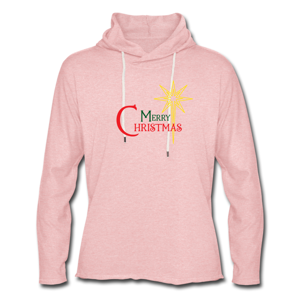 Merry Christmas - Unisex Lightweight Terry Hoodie - cream heather pink