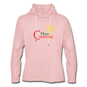 Merry Christmas - Unisex Lightweight Terry Hoodie - cream heather pink