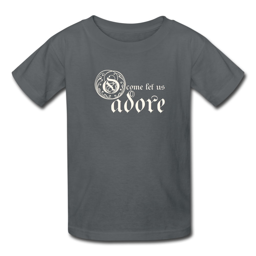 O Come Let Us Adore - Kids' T-Shirt - charcoal
