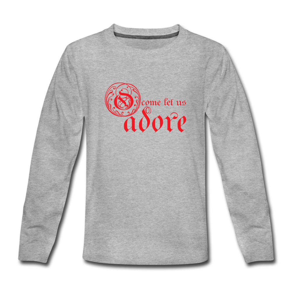 O Come Let Us Adore - Kids' Premium Long Sleeve T-Shirt - heather gray