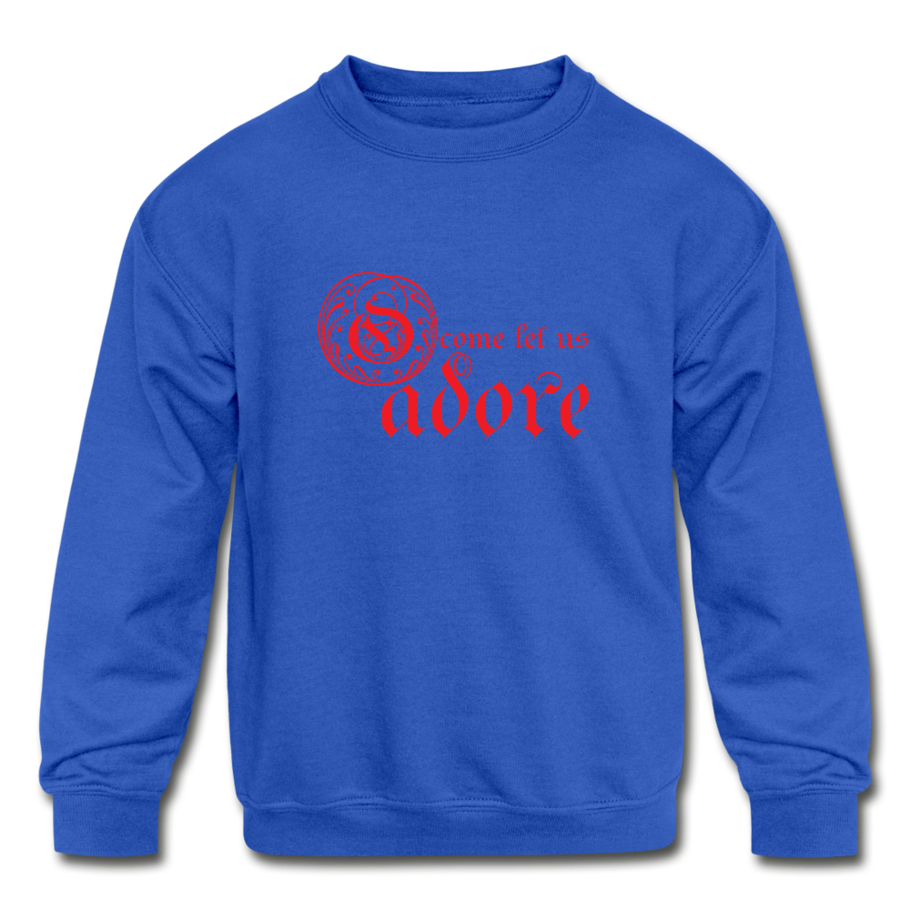 O Come Let Us Adore - Kids' Crewneck Sweatshirt - royal blue