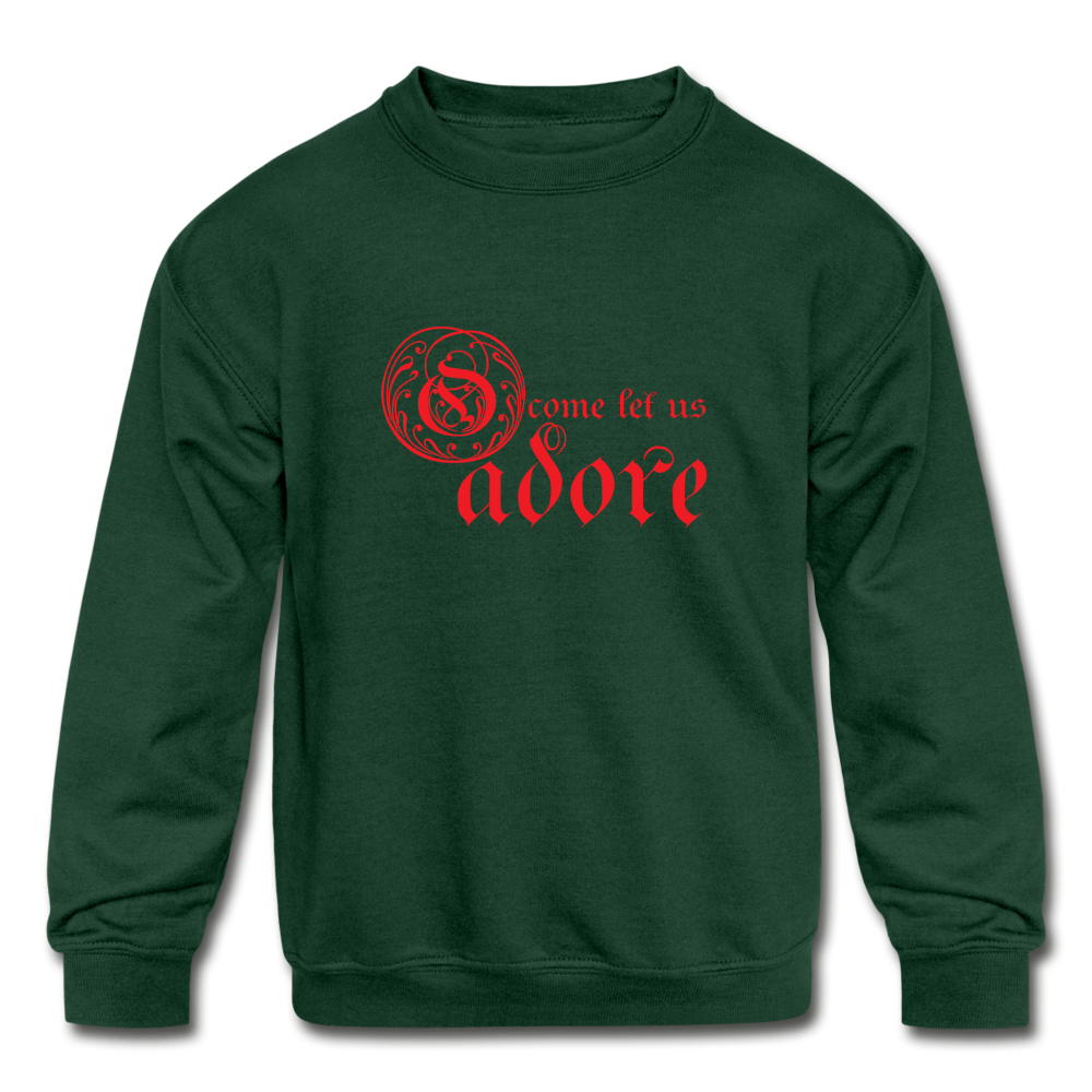 O Come Let Us Adore - Kids' Crewneck Sweatshirt - forest green