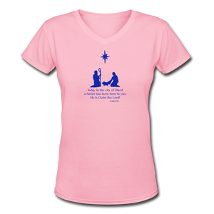 A Savior Has Been Born - Women's Shallow V-Neck T-Shirt - pink