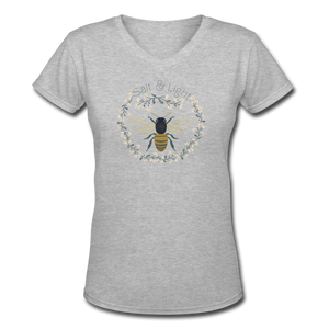 Bee Salt & Light - Women's Shallow V-Neck T-Shirt - gray