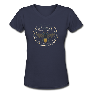 Bee Salt & Light - Women's Shallow V-Neck T-Shirt - navy