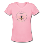 Bee Salt & Light - Women's Shallow V-Neck T-Shirt - pink