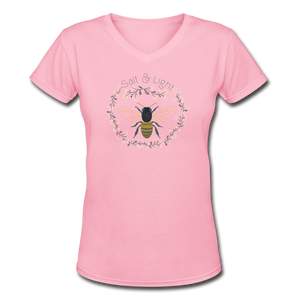 Bee Salt & Light - Women's Shallow V-Neck T-Shirt - pink