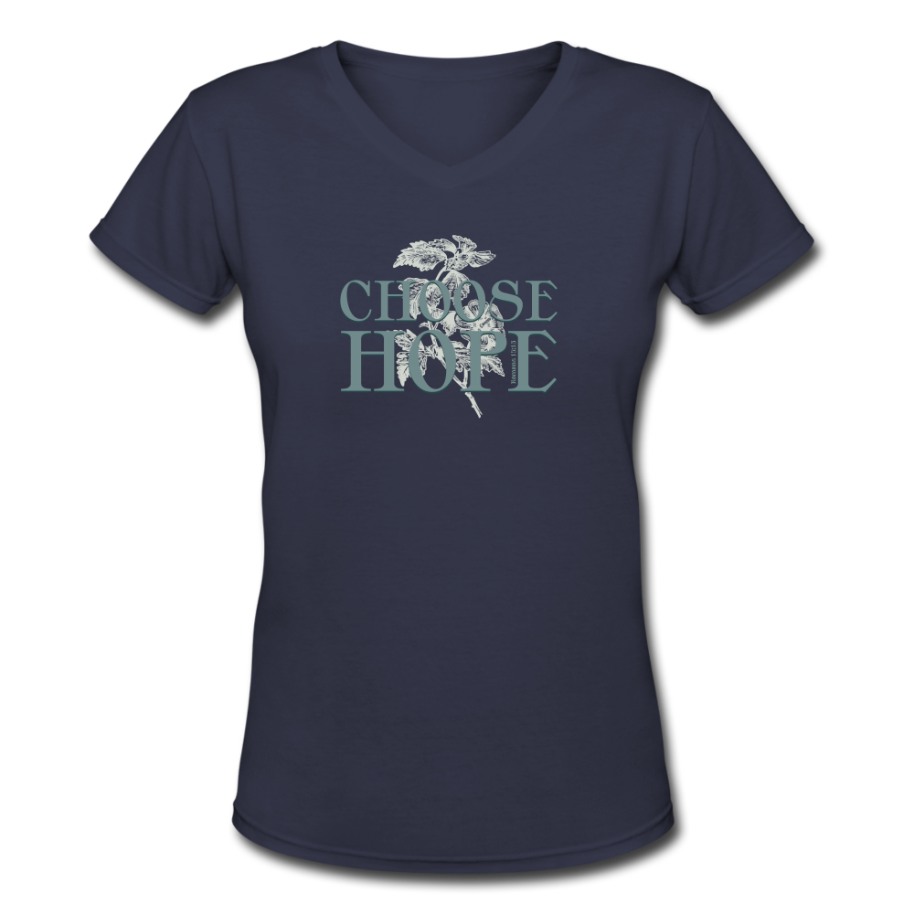 Choose Hope - Women's Shallow V-Neck T-Shirt - navy