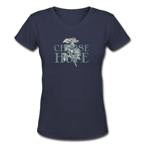 Choose Hope - Women's Shallow V-Neck T-Shirt - navy