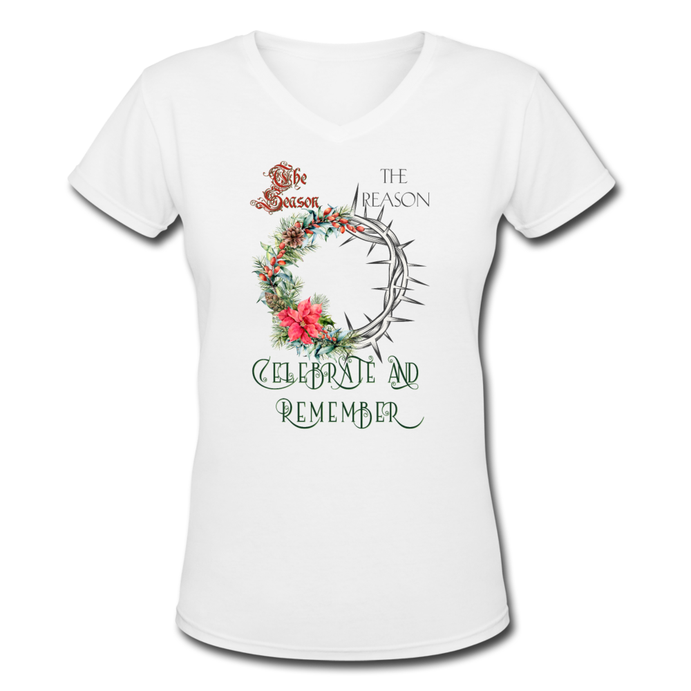 Celebrate & Remember - Women's Shallow V-Neck T-Shirt - white