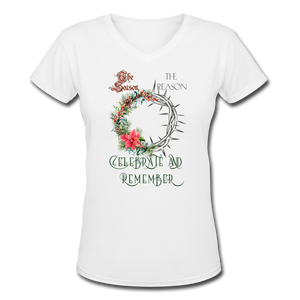 Celebrate & Remember - Women's Shallow V-Neck T-Shirt - white