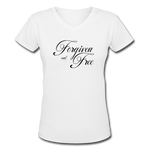 Forgiven & Free - Women's Shallow V-Neck T-Shirt - white