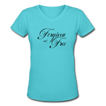 Forgiven & Free - Women's Shallow V-Neck T-Shirt - aqua