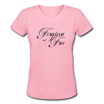 Forgiven & Free - Women's Shallow V-Neck T-Shirt - pink